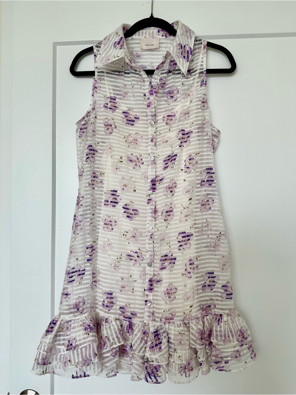Cinq a Sept Floral Ruffle Hem Mini Dress